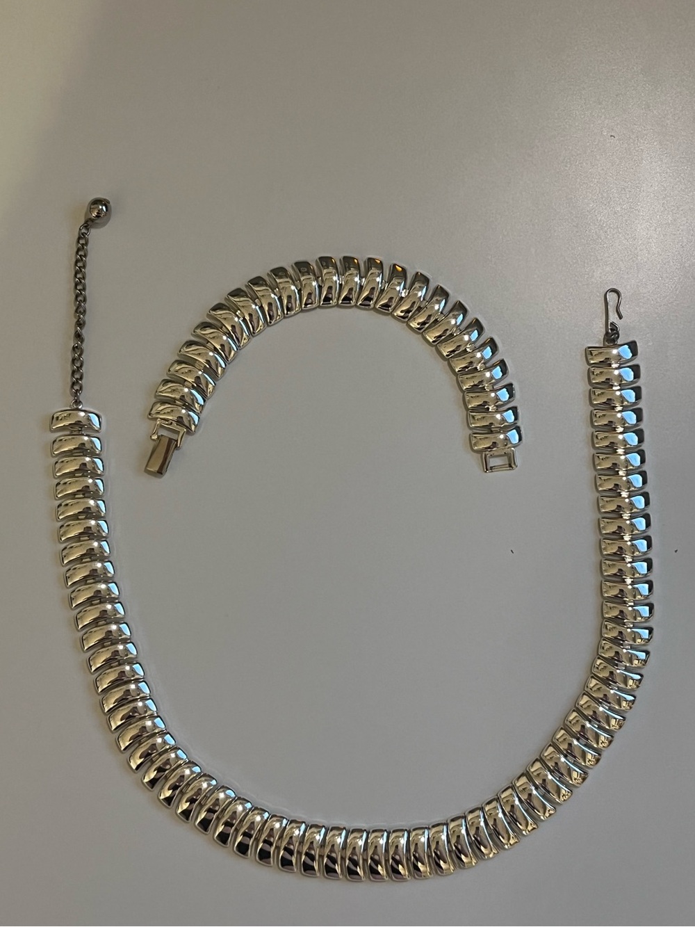 Vintage Napier Silver Chunky Statement Bracelet and Necklace Set